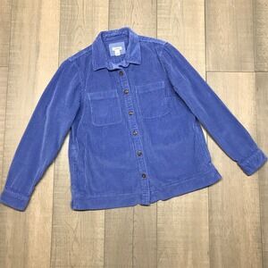 L.L. Bean Shirt Shacket Womens Size PS Purple Corduroy Wide Whale Button Relaxed